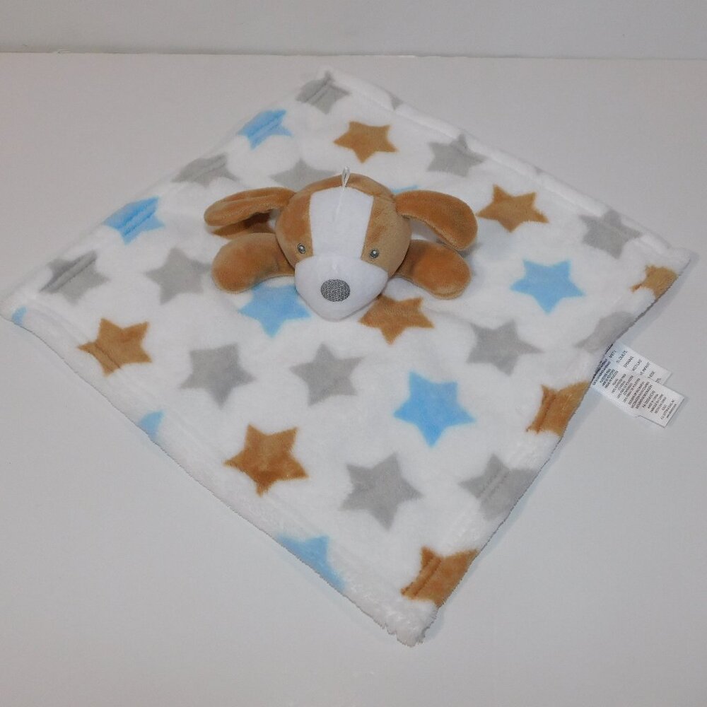 Baby Essentials Brown White Puppy Dog Stars Plush Security Blanket Baby Lovey